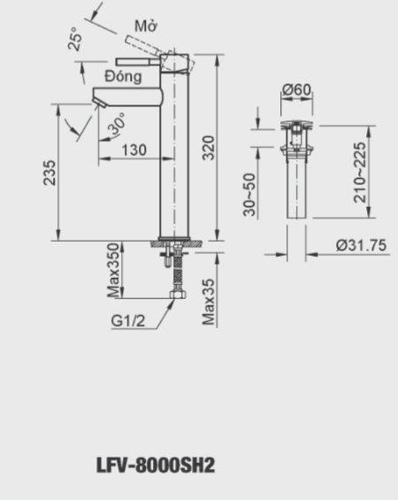 Vòi chậu lavabo nóng lạnh INAX LFV-8000SH2 (LFV8000SH2) - 15