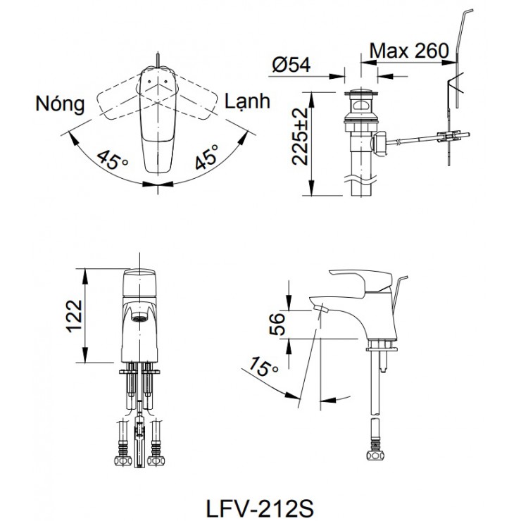 Vòi chậu lavabo nóng lạnh INAX LFV-212S (LFV212S)