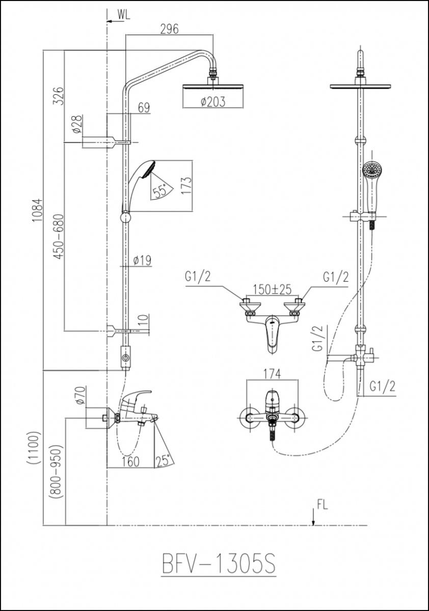 Bộ sen cây INAX BFV-1305S (BFV1305S) (bỏ mẫu) - 2