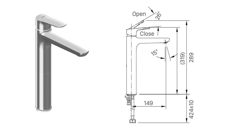 Vòi lavabo lạnh thân cao INAX LFV-22SH (LFV22SH)