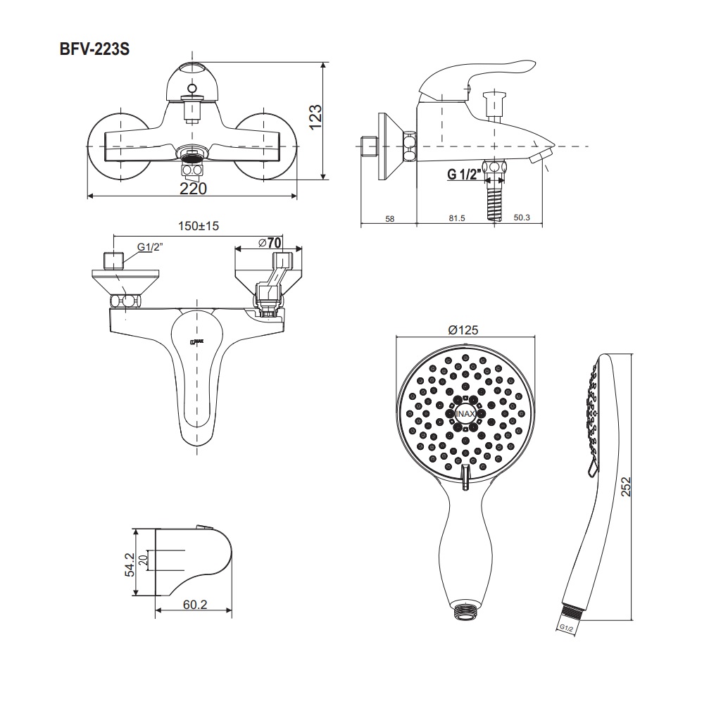 Bộ vòi sen tắm nóng lạnh INAX BFV-223S (BFV223S)