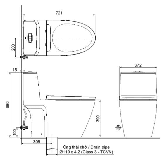 Bồn cầu 1 khối xả cảm ứng nắp điện tử INAX ACT-902 + CW-KB22AVN - 2