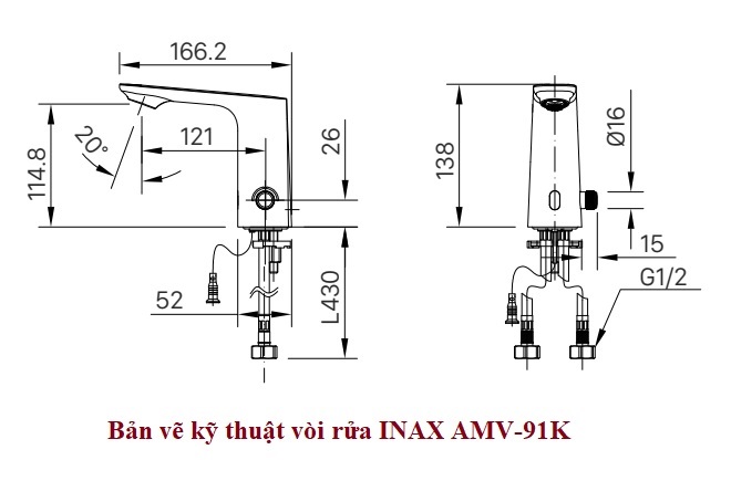 Vòi chậu cảm ứng lạnh INAX AMV-91 (AMV91) - 6