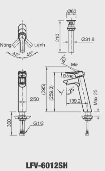 Vòi chậu lavabo nóng lạnh INAX LFV-6012SH (LFV6012SH) - 11