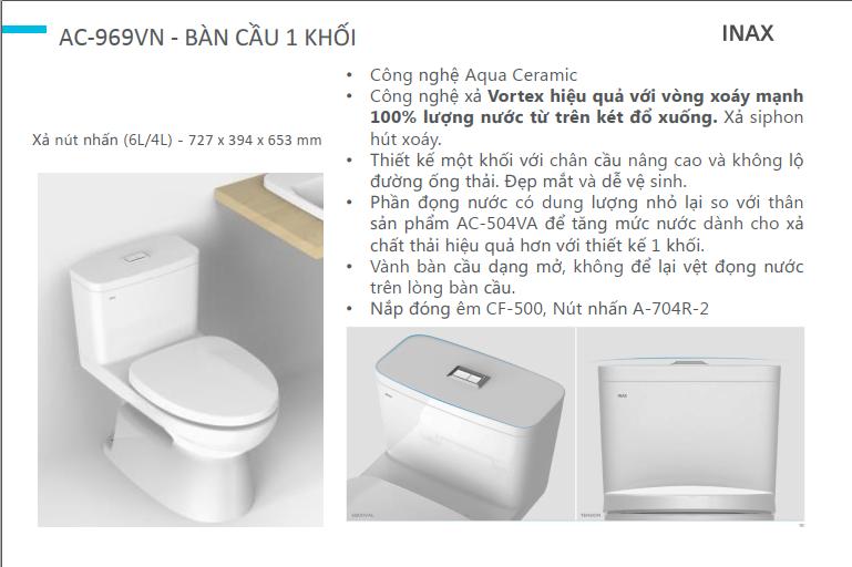 Bồn cầu 1 khối INAX AC-969VN (AC969VN) nắp đóng êm - 3