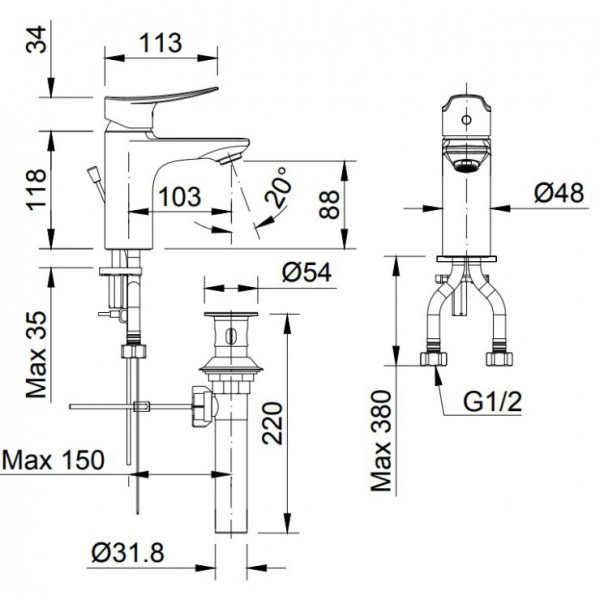 Vòi chậu lavabo nóng lạnh INAX LFV-502S (LFV502S) - 16