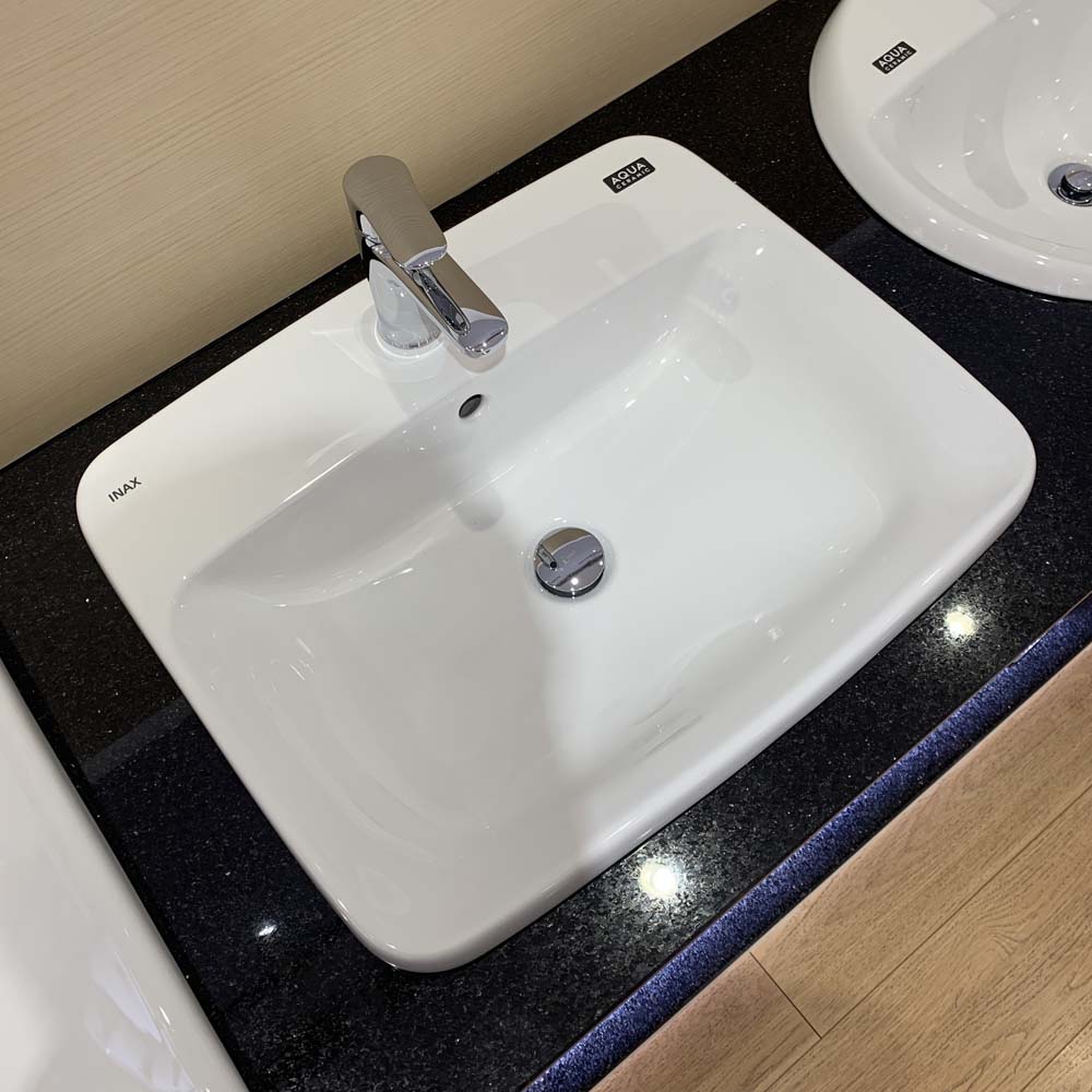 Chậu lavabo dương vành INAX AL-2398V (AL2398V) (AL-2398VFC) men Aqua Ceramic - 2