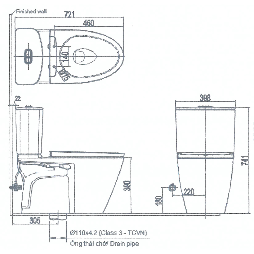 Bồn cầu 2 khối nắp điện tử INAX ACT-602 + CW-H17VN - 2