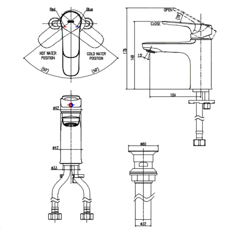Vòi chậu nóng lạnh INAX LFV-1402S-R (LFV1402SR) - 2