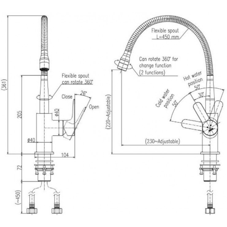 Vòi bếp nóng lạnh INAX SFV-303S (SFV303S)