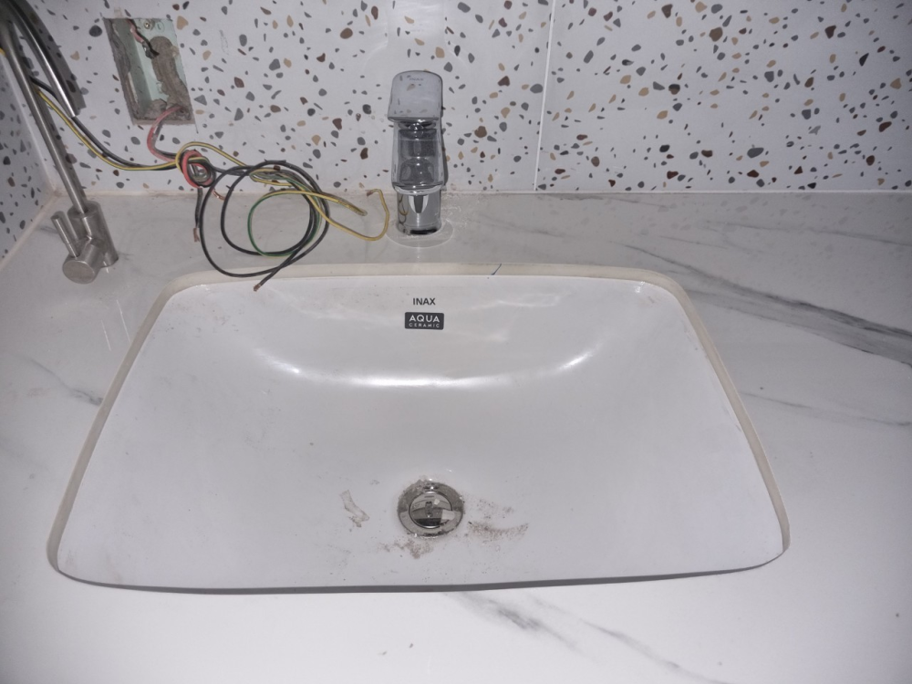 Chậu rửa mặt lavabo âm bàn INAX AL-2298V/BW1 men Aqua Ceramic - 10