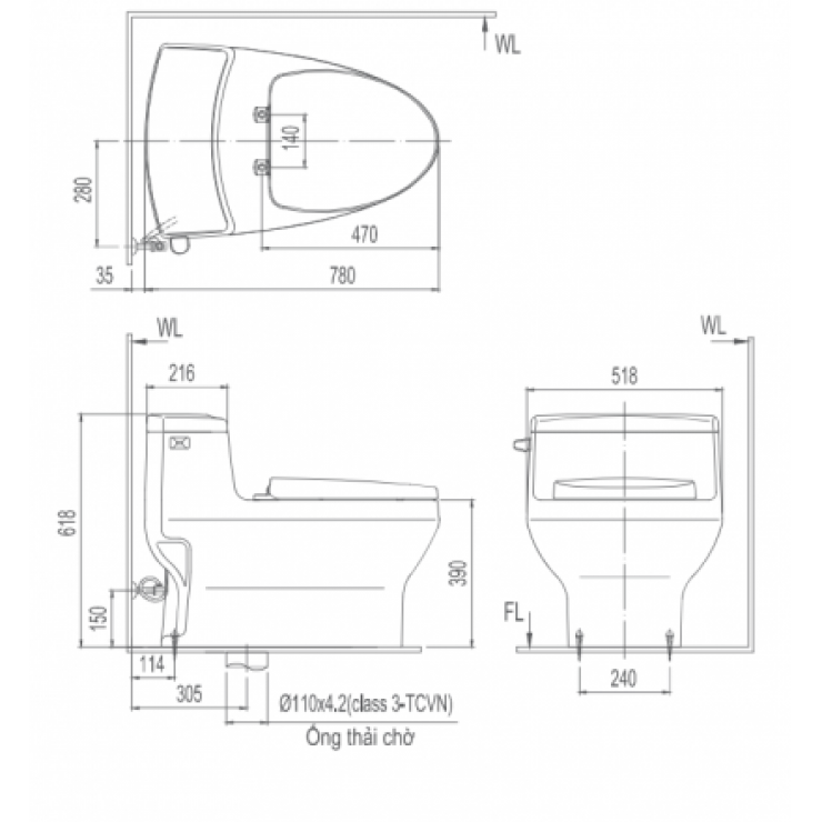 Bồn cầu 1 khối nắp điện tử INAX AC-4005 + CW-KA22AVN - 2