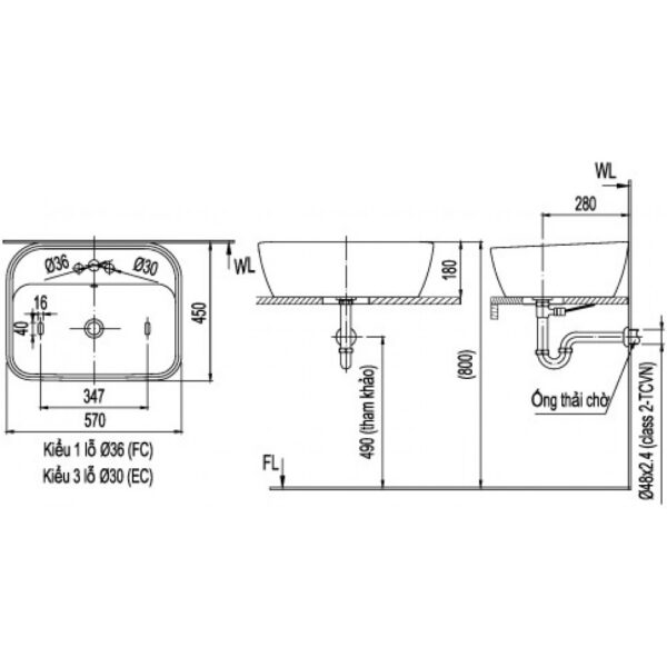 Chậu rửa lavabo đặt bàn INAX AL-296V (AL296V) (AL-296VFC) men Aqua Ceramic
