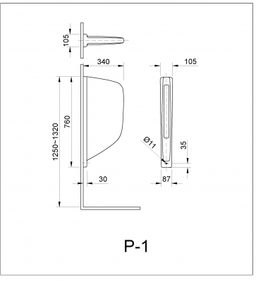 Vách ngăn bồn tiểu nam INAX P-1 (P1) - 3