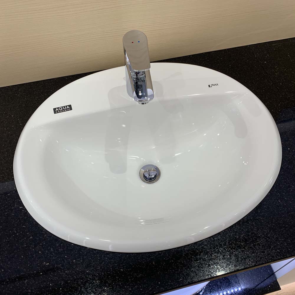 Chậu lavabo dương vành INAX AL-2395V (AL2395V) (AL-2395VFC) men Aqua Ceramic - 3