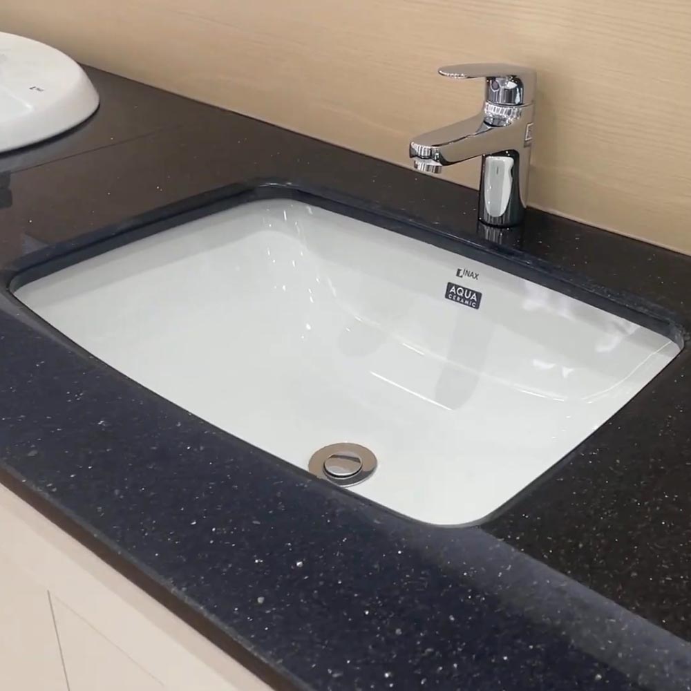 Chậu rửa mặt lavabo âm bàn INAX AL-2298V/BW1 men Aqua Ceramic - 4