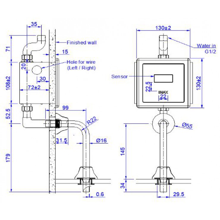Van xả tiểu cảm ứng INAX OKUV-30SM-0.5 (OKUV30SM05)