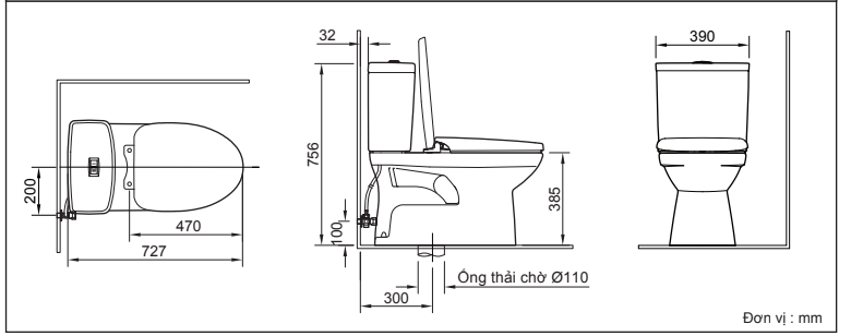 Bồn cầu 2 khối INAX AC-504VAN (AC504VAN) nắp đóng êm