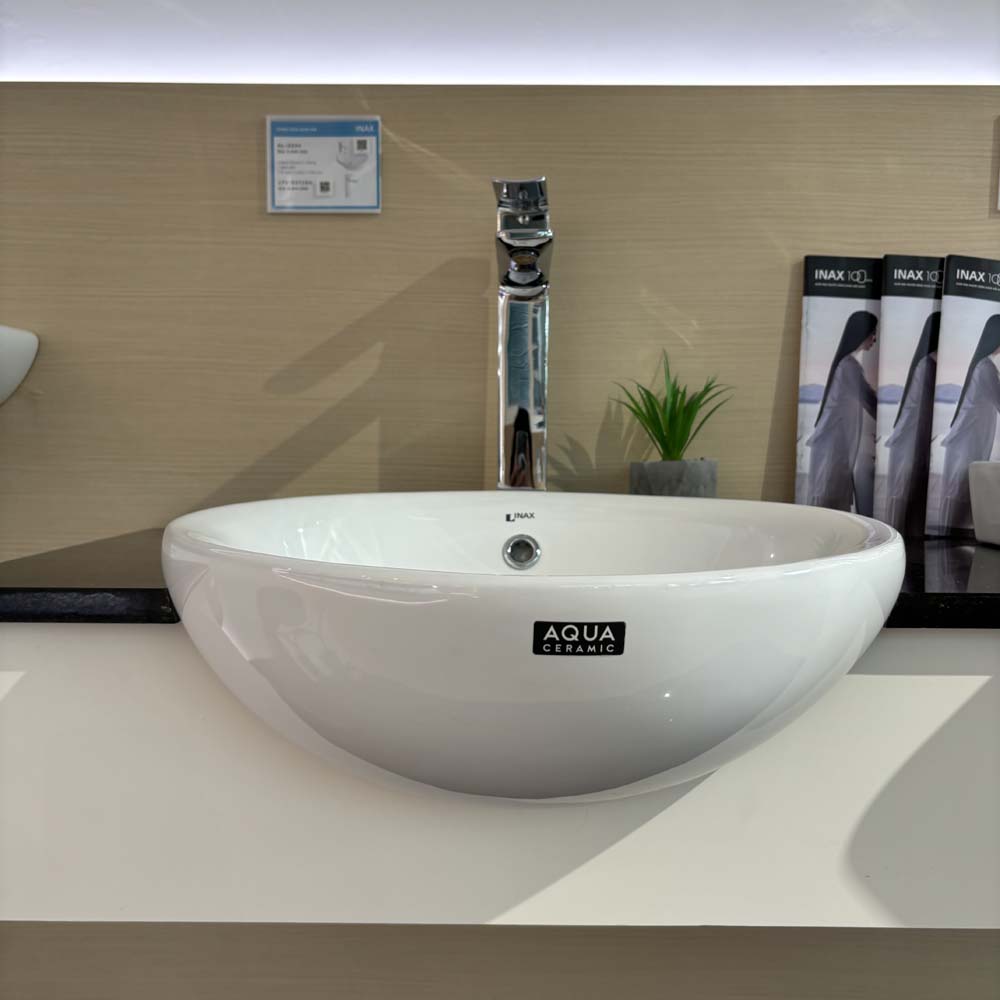 Chậu rửa mặt lavabo bán âm INAX AL-333V (AL333V) men Aqua Ceramic - 3