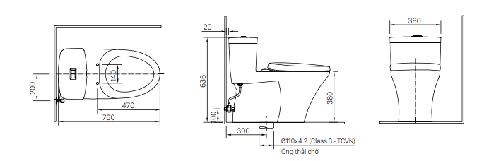 Bồn cầu 1 khối INAX AC-900VRN (AC900VRN) nắp đóng êm