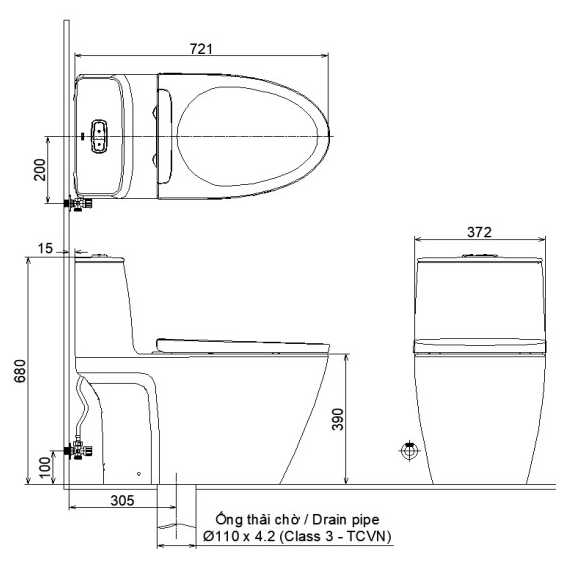 Bồn cầu 2 khối xả cảm ứng nắp điện tử INAX ACT-832 + CW-H18VN - 2