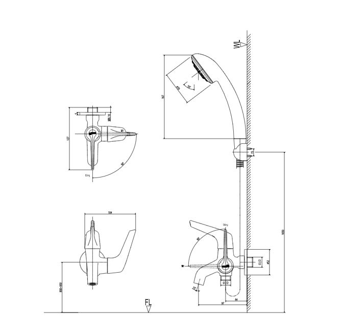 Bộ vòi sen tắm lạnh INAX BFV-17-4C (BFV174C) - 5