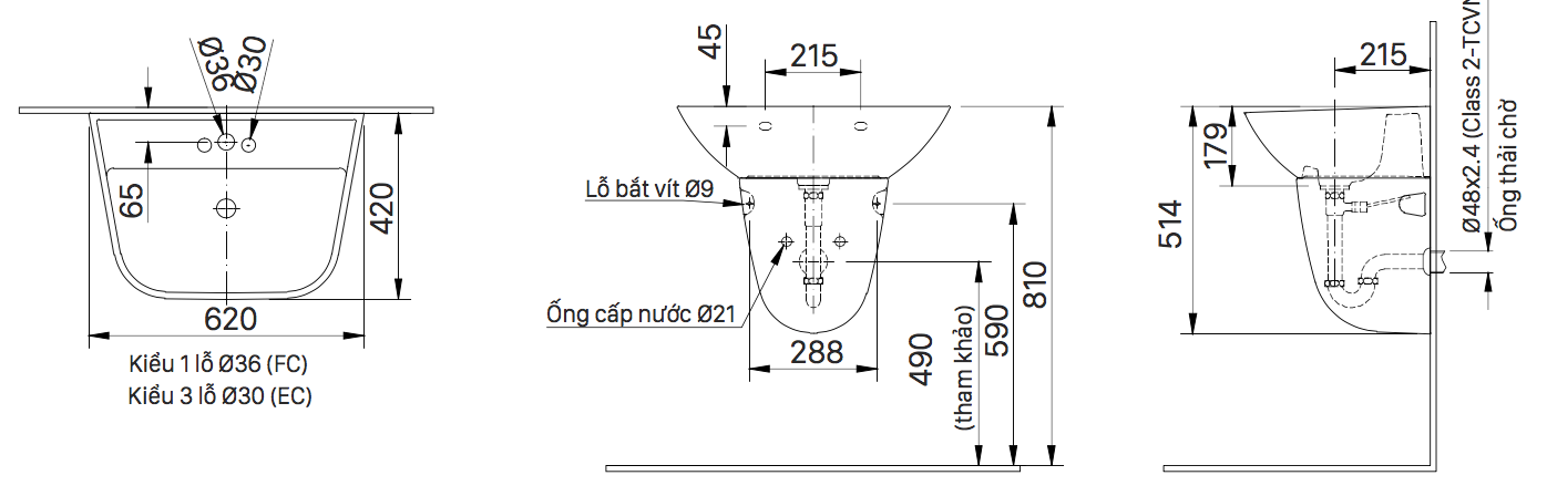 Chân chậu lavabo lửng INAX L-297VC (L297VC)