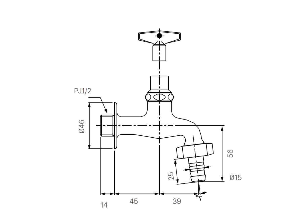 Bản vẽ kỹ thuật của vòi nước lạnh INAX LF-15G-13