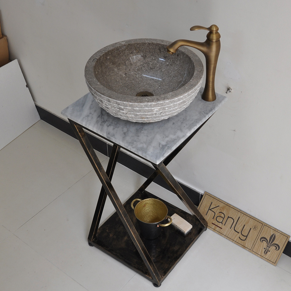 Bàn đặt chậu lavabo mặt đá Kanly FP07 - 3