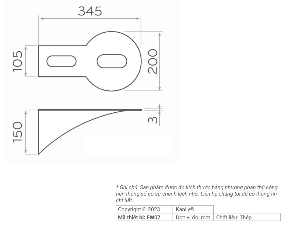 Kệ treo lavabo bằng thép Kanly FW07