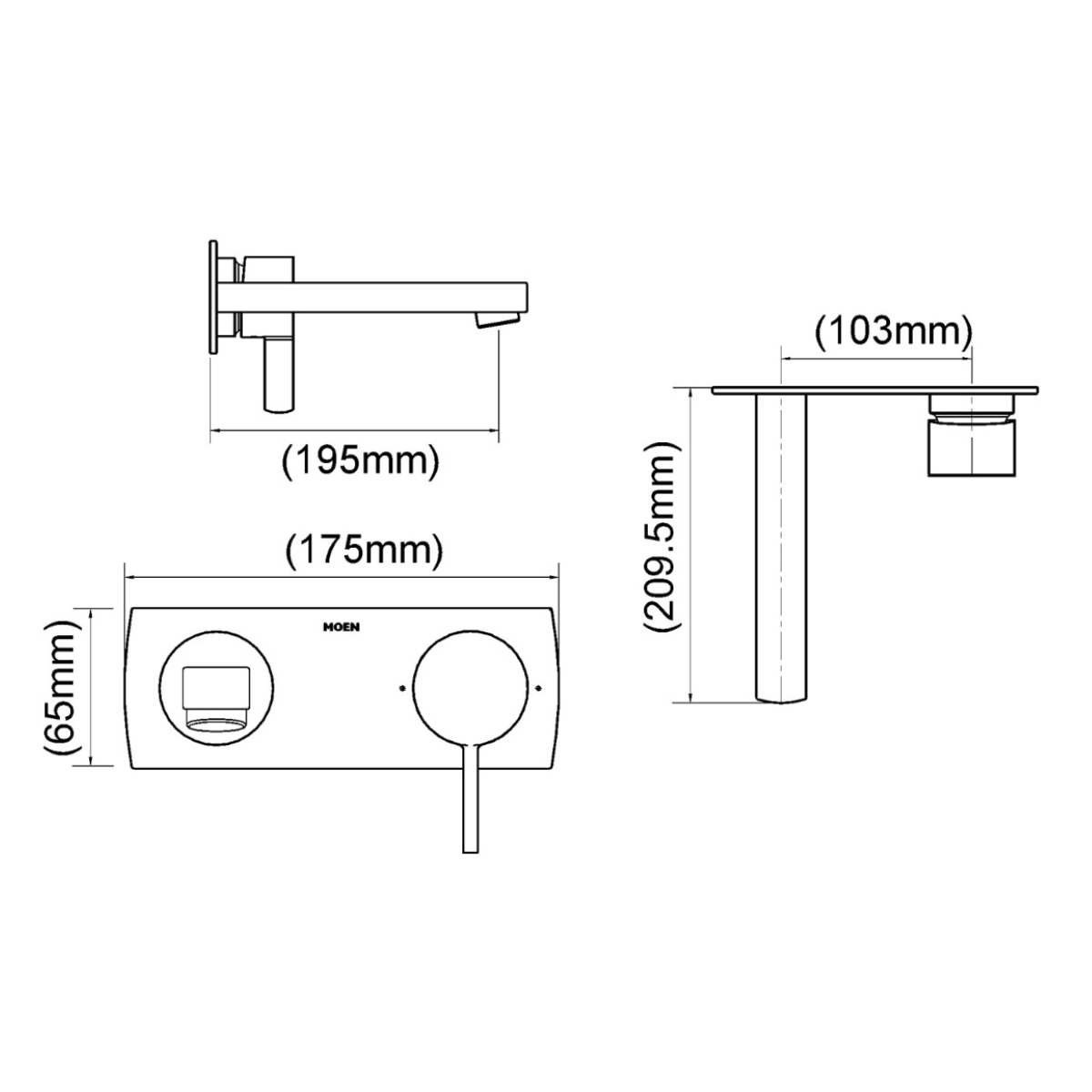 Vòi chậu âm tường nóng lạnh MOEN GN57139LBL - 2
