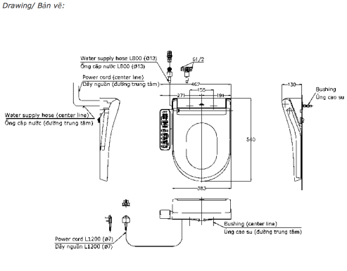 Nắp bồn cầu thông minh Washlet S2 TOTO TCF33370GAA dành cho bồn cầu giấu dây - 2