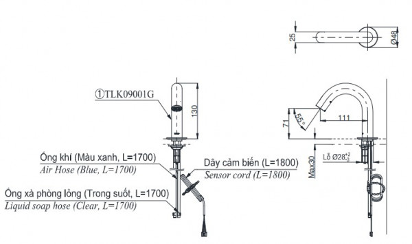 Vòi xịt xà phòng tự động TOTO TLK09001G - 2