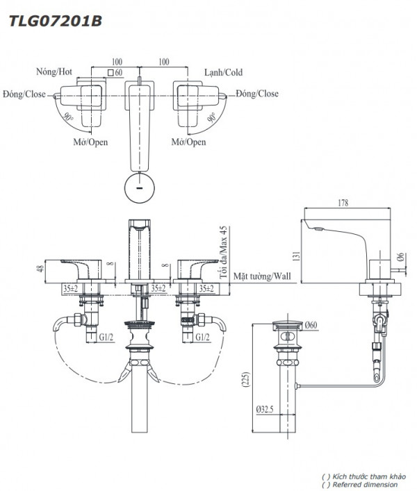 Vòi lavabo nóng lạnh GE TOTO TLG07201BA - 2