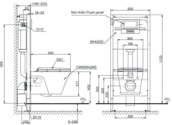 Bồn cầu treo tường điện tử S7 TOTO CW822RA TCF4911Z WH172A MB175M - 5