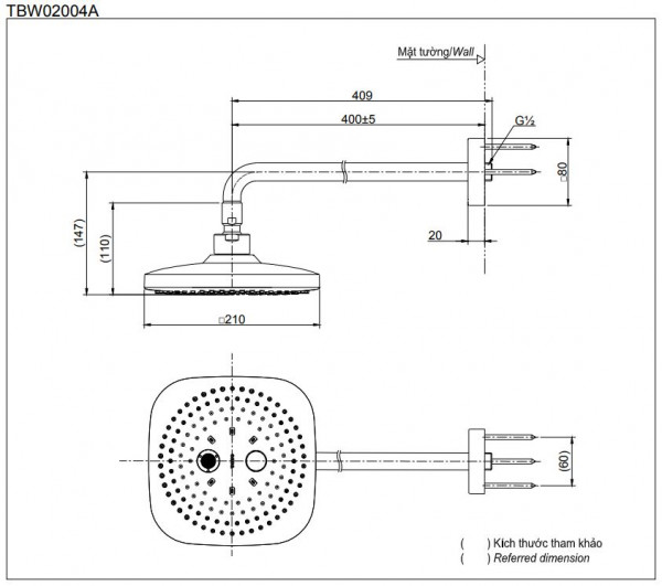 Set sen tắm âm tường 3 đường nước nhiệt độ TOTO GLOBAL FITTINGS TBW02004A - 9