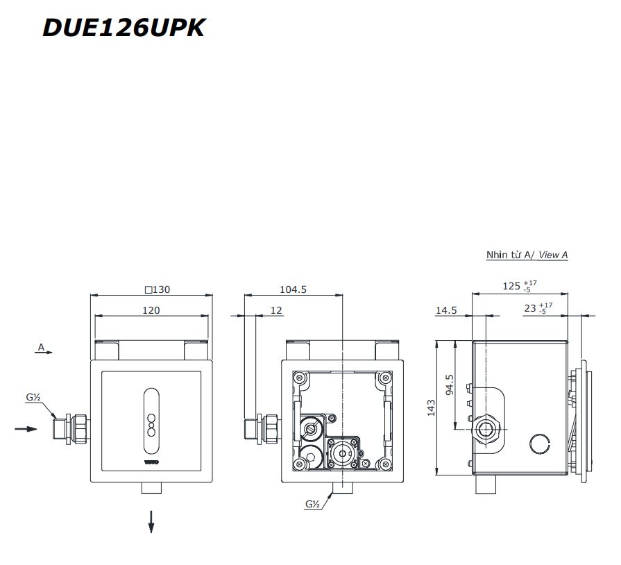 Van xả tiểu TOTO DUE126UPKA cảm ứng dùng pin