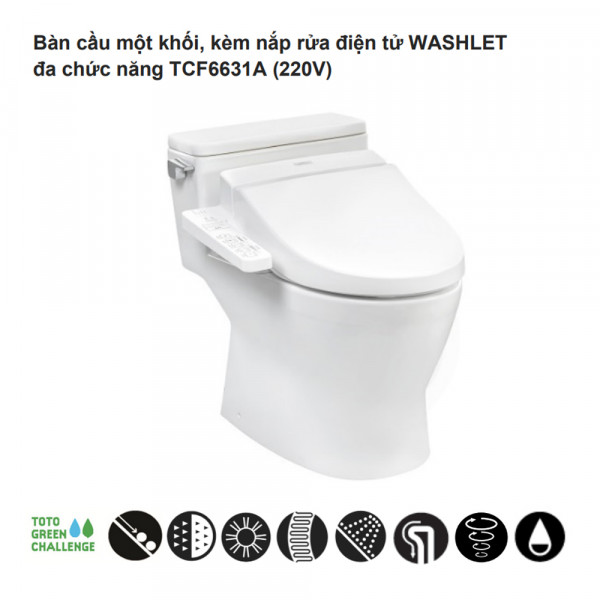 Bồn Cầu 1 Khối Nắp Điện Tử TOTO MS188VKW7/T53P100VR - 3