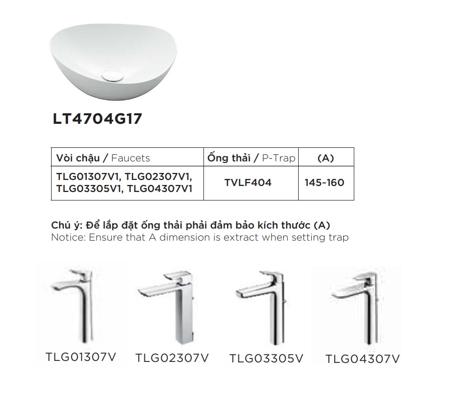 Chậu lavabo đặt bàn TOTO LT4704G17#XW (LT4704G17XW) trắng bóng vành mỏng Linear Ceram - 3