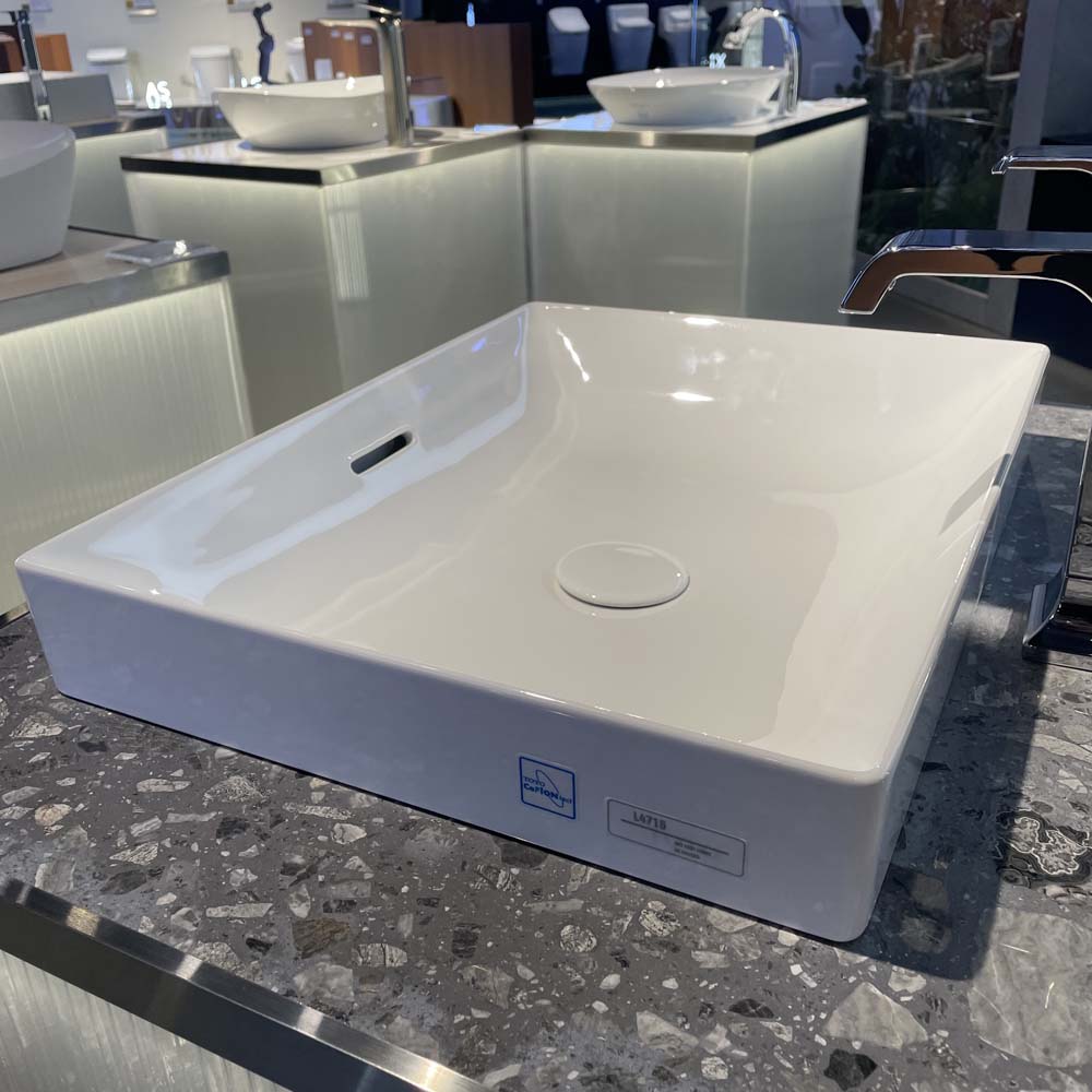 Chậu lavabo đặt bàn TOTO LT4715G19#XW (LT4715G19XW) trắng bóng vành mỏng Linear Ceram - 8