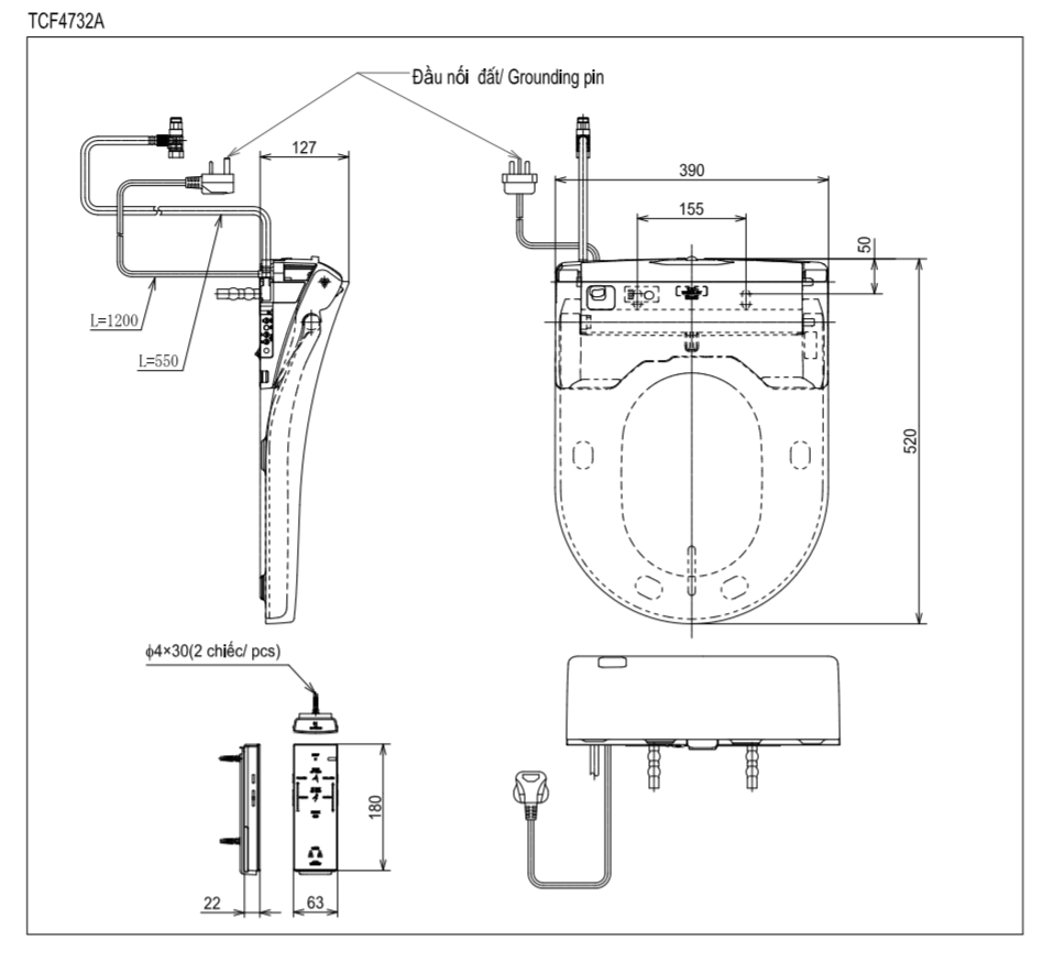 Nắp rửa điện tử Washlet TOTO S7 TCF4732A - 3