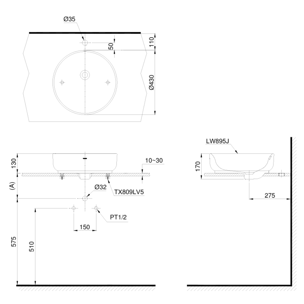 Chậu rửa lavabo đặt bàn TOTO LW895JW/F - 3