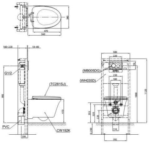 Bồn cầu treo tường nắp êm TOTO CW192K/TC281SJ - 2