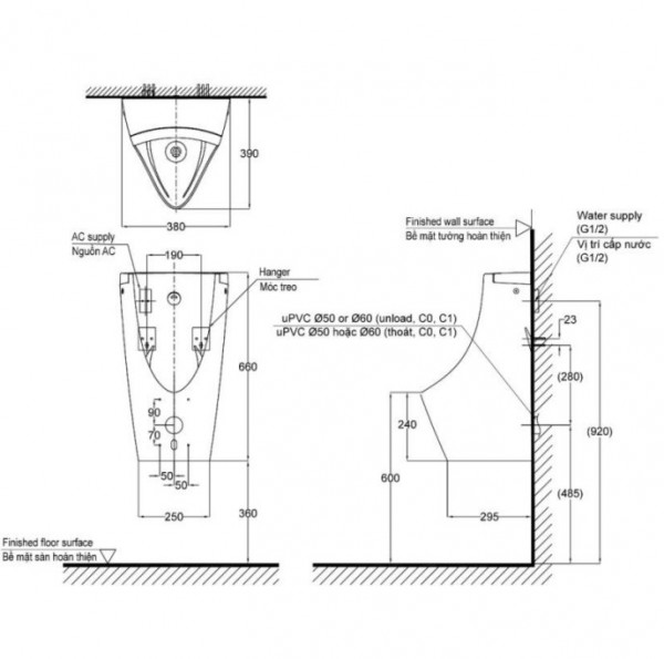 Bồn tiểu nam TOTO USWN902ASV treo tường - 7