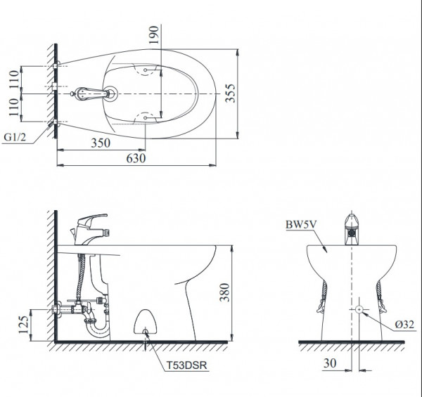 Bồn tiểu nữ đặt sàn TOTO BT5 - 2