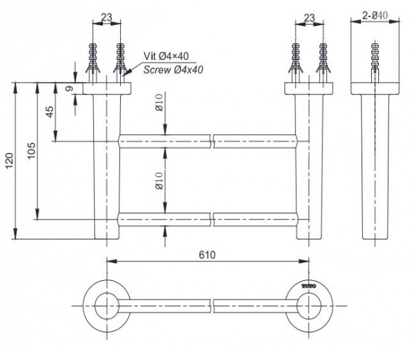 Thanh vắt khăn đôi TOTO YT406W6V - 6