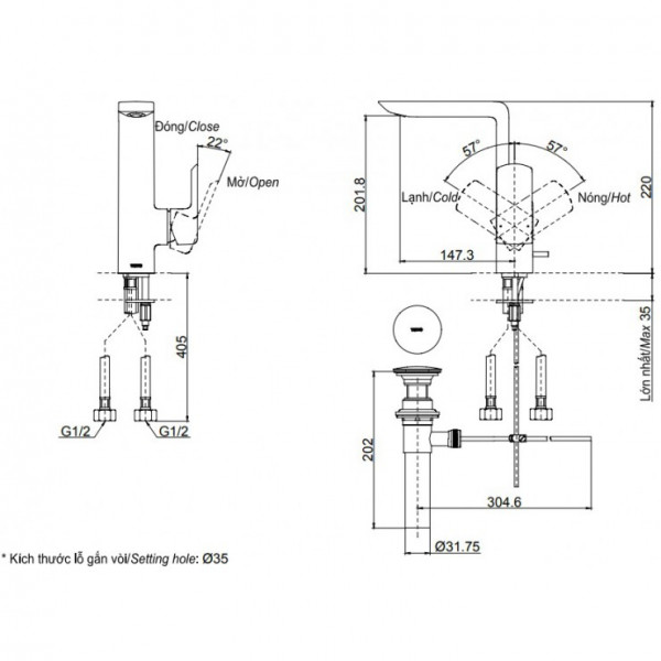 Vòi lavabo nóng lạnh GR TOTO TLG02309BB (TLG02309B) - 2