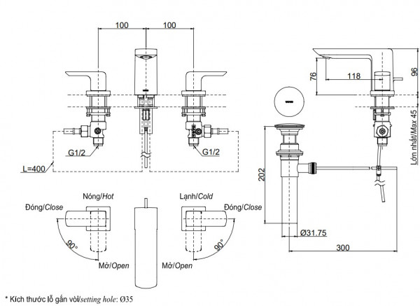 Vòi lavabo nóng lạnh GR TOTO TLG02201BB - 3