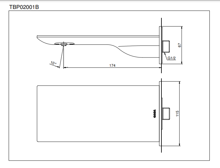Vòi xả bồn âm tường ZL TOTO TBP02001B - 13