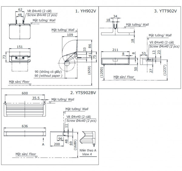 Bộ 3 sản phẩm G tròn TOTO YS902N3V - 2